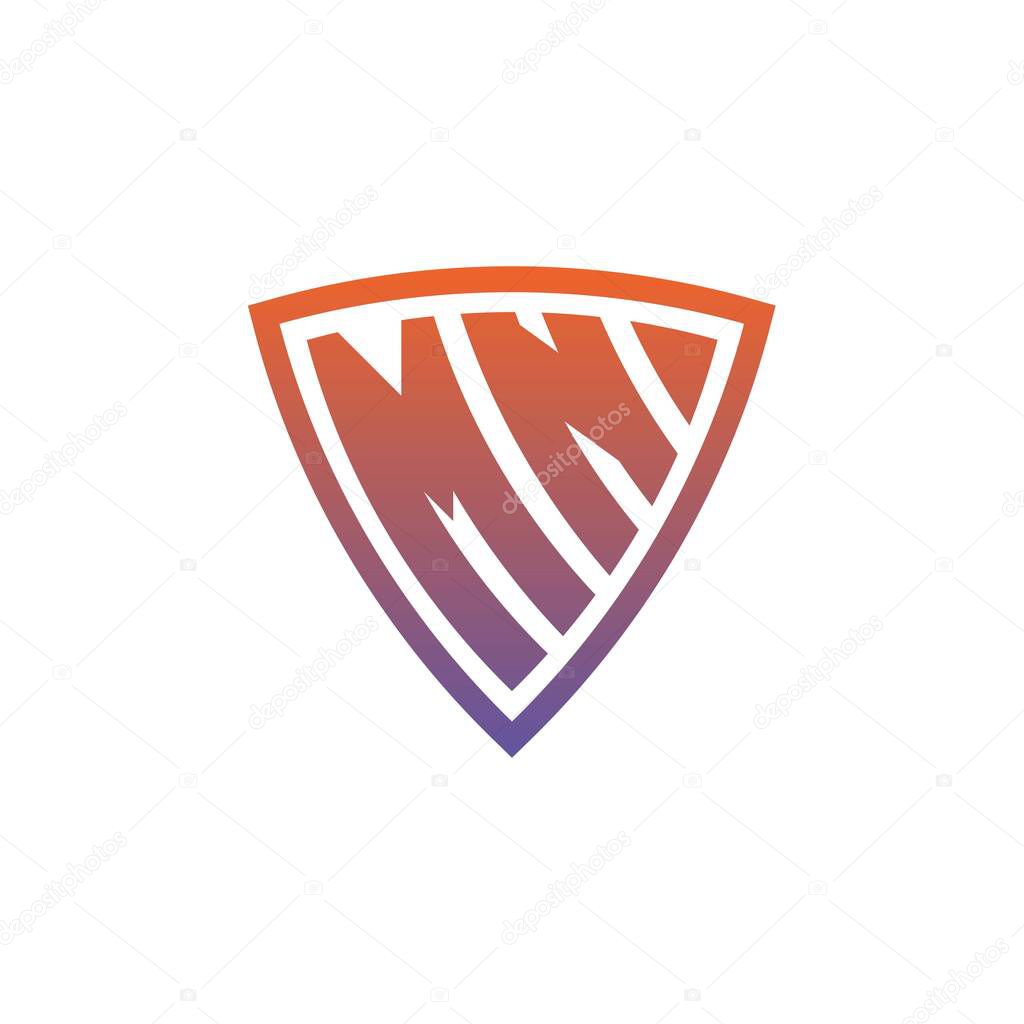 MN Monogram logo letter with modern shield geometric style design. Geometric shield gradient, circle rectangle and triangle shape logo design
