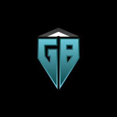 Modern mavi ışık oyun tasarımlı GB Monogram logo harfi. Geometrik esport logosu, oyun kalkanı logosu tasarımı.