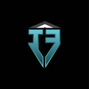 Modern mavi ışık oyun tasarımlı Monogram logo harfleri. Geometrik esport logosu, oyun kalkanı logosu tasarımı.