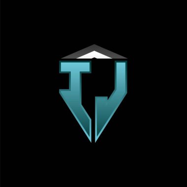 Modern mavi ışık oyun tasarımlı IL Monogram logo harfi. Geometrik esport logosu, oyun kalkanı logosu tasarımı.