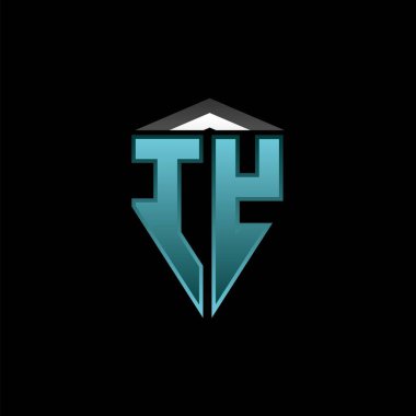 Modern mavi ışık oyun tasarımlı IY Monogram logo harfi. Geometrik esport logosu, oyun kalkanı logosu tasarımı.