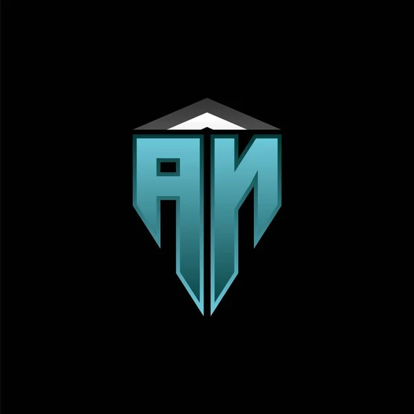 Monogram Logo Letter Met Modern Blauw Licht Gaming Ontwerp Geometrische — Stockvector