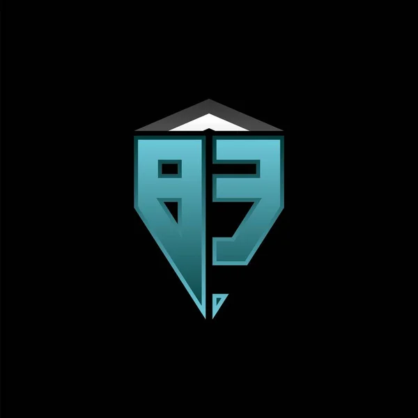 Monogram Logo Letter Met Modern Blauw Licht Gaming Design Geometrische — Stockvector
