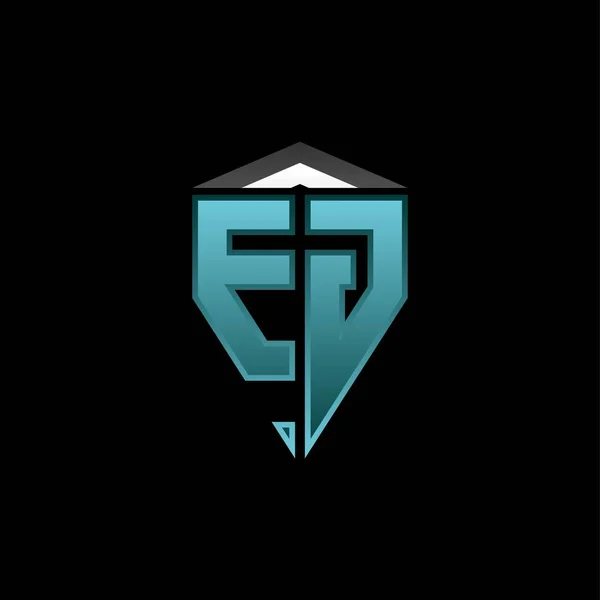 モダンなブルーライトゲームデザインのEgモノグラムロゴの手紙 幾何学的エスポートロゴ ゲームシールドロゴデザイン — ストックベクタ
