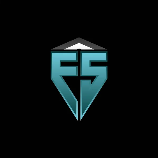 Fsモダンなブルーライトゲームデザインのモノグラムロゴレター 幾何学的エスポートロゴ ゲームシールドロゴデザイン — ストックベクタ