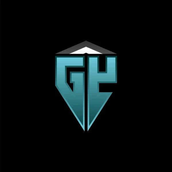 現代的なブルーライトゲームデザインのGyモノグラムロゴの手紙 幾何学的エスポートロゴ ゲームシールドロゴデザイン — ストックベクタ