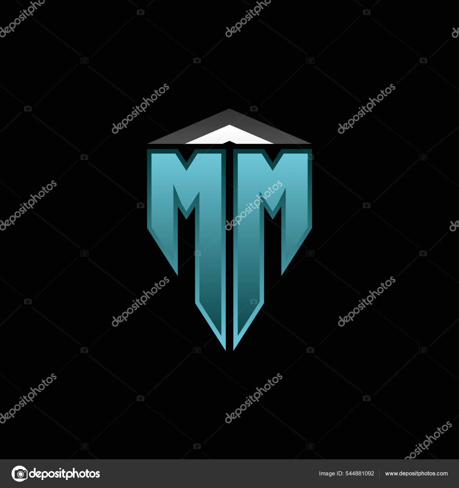 Monogram Logo Letter Modern Blue Light Gaming Design Geometric