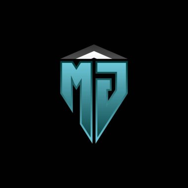 Modern mavi ışık oyun tasarımlı MG Monogram logo harfi. Geometrik esport logosu, oyun kalkanı logosu tasarımı.