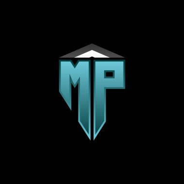 MP Monogram logo mektubu ve modern mavi ışık oyunu tasarımı. Geometrik esport logosu, oyun kalkanı logosu tasarımı.