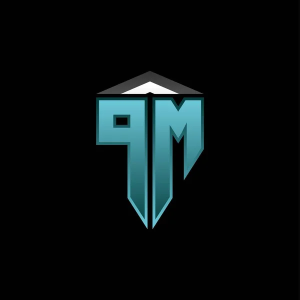 Monogram Logo Letter Modern Blue Light Gaming Design Geometric Esport — Stock Vector