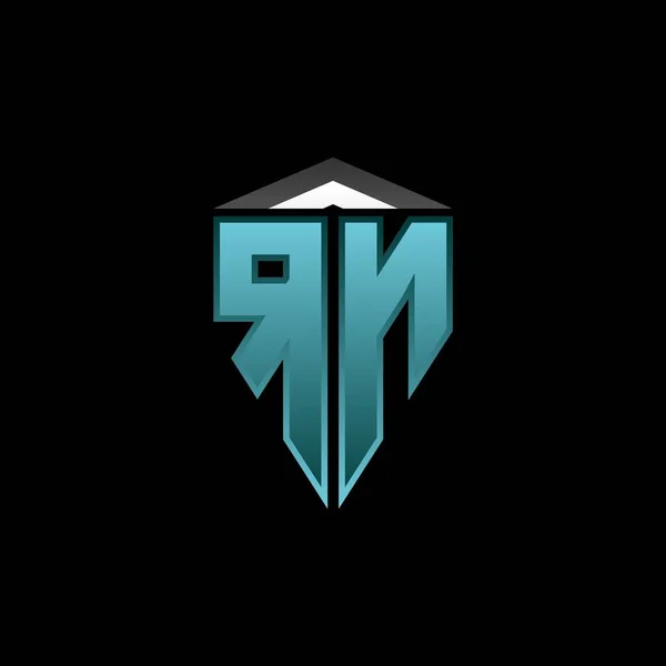 Monogram Logo Letter Met Modern Blauw Licht Gaming Ontwerp Geometrische — Stockvector