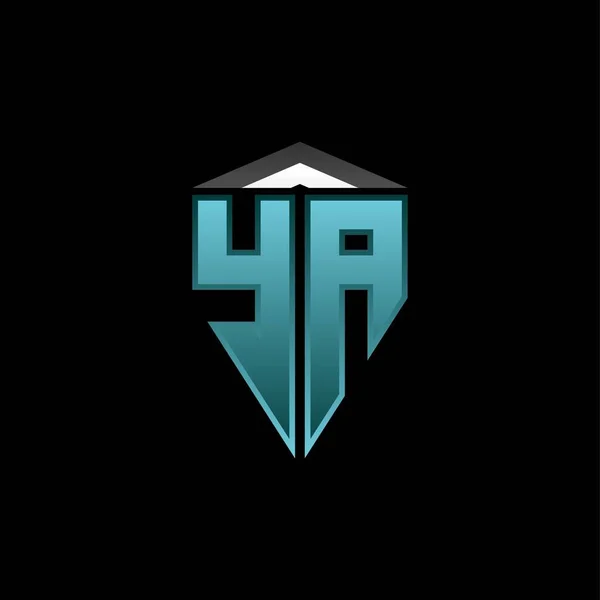 Modern Mavi Işık Oyun Tasarımlı Monogram Logo Harfi Geometrik Esport — Stok Vektör