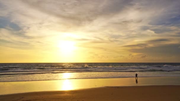 Krásný Výhled Západ Slunce Nad Mořem Povrch Krásná Vlna Úžasný — Stock video