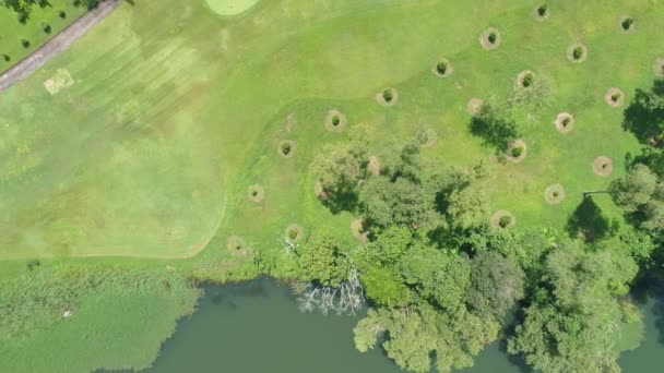 Vue Aérienne Haut Vers Bas Parcours Golf Vert Thaïlande Belle — Video