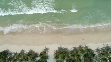 Hindistan cevizi palmiye ağaçlarının tepesinden aşağıya güzel patong plajı Phuket Tayland inanılmaz deniz kumsalı ve turist gezisi yeri andaman denizi üzerinde Güzel ada 