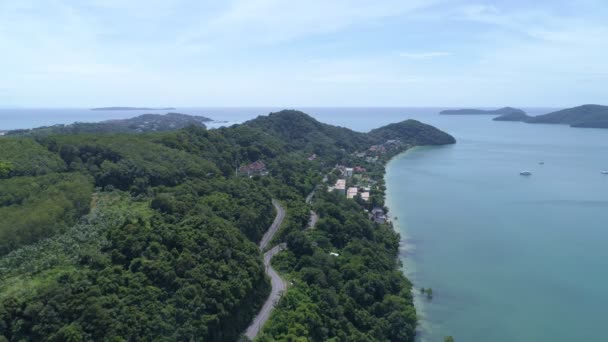 Vista Aerea Curva Della Strada Intorno Bella Isola Phuket Concetto — Video Stock