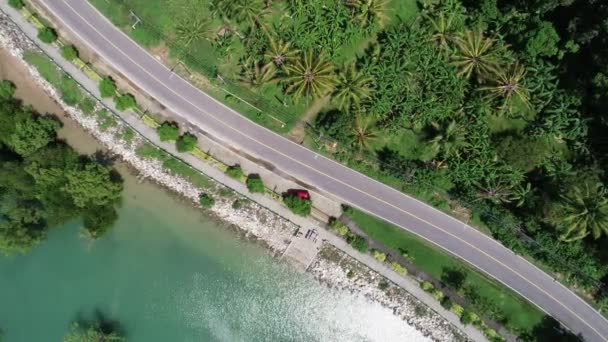 Vista Aerea Curva Della Strada Intorno Bella Isola Phuket Concetto — Video Stock