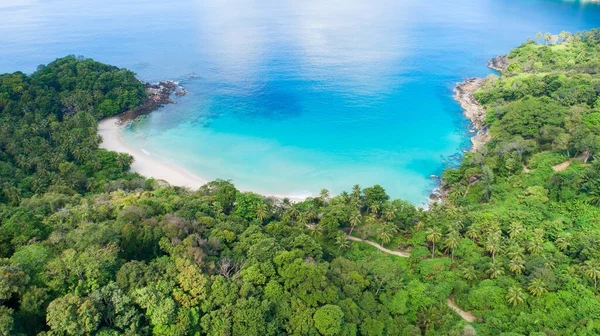 Niesamowita Plaża Widok Lotu Ptaka Tropikalna Plaża Morze Pięknej Wyspie — Zdjęcie stockowe