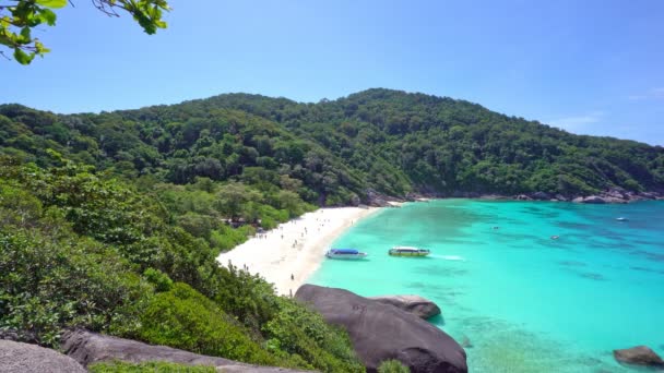Mooi Tropisch Zandstrand Natuur Uitzicht Zee Bij Similan Islands November — Stockvideo