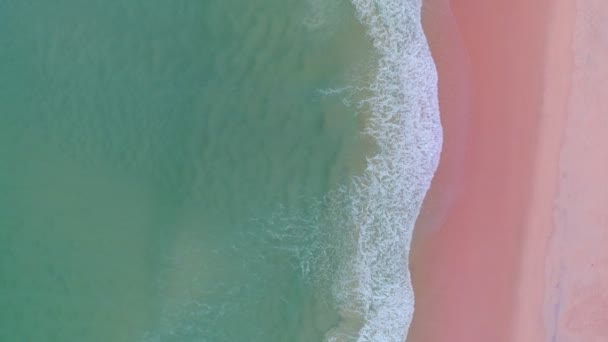 Incredibile Vista Aerea Del Mare Spiaggia Sabbia Rosa Tramonto Bella — Video Stock
