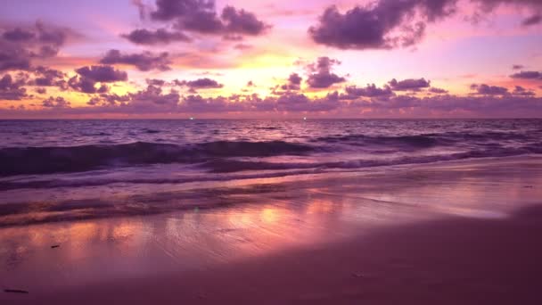 Tropical Sea Sunset Sunrise Sea Video Sun Touches Horizon Dramatic — Stock Video