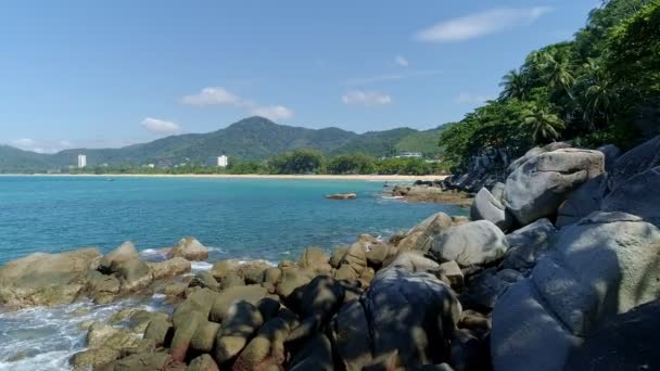 Amazing Beautiful Seashore Rocks Phuket Ocean Sea Waves Crashing Rocks — Video