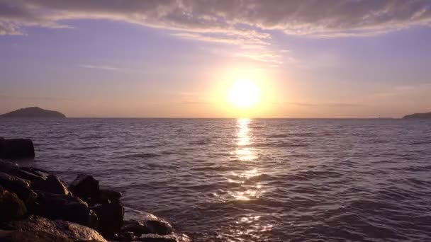 Krásné Moře Západem Slunce Nebo Východ Slunce Nebe Úžasný Výhled — Stock video