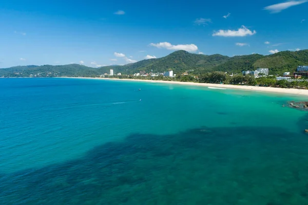 Aerial View Drone Camera Tropical Sea Karon Beach Phuket Thailand — Fotografia de Stock