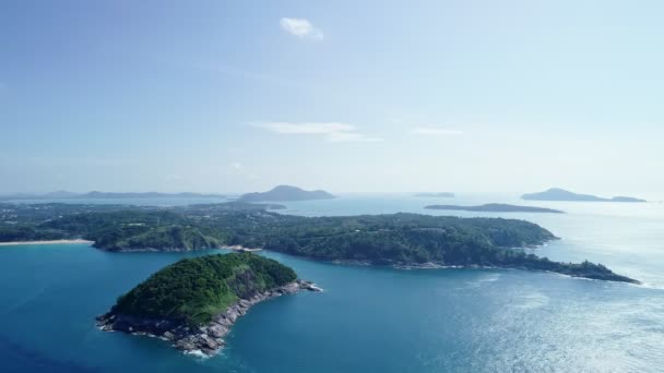Aerial View Drone Shot Promthep Cape Phuket Thailand Beautiful Landmark — Stockvideo
