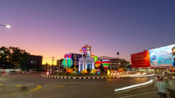 Clock Tower Time Lapse Phuket Miasto Phuket Tajlandia 2021 Piękne — Wideo stockowe