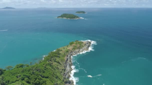 Vista Aérea Del Mar Tropical Rocas Costa Vista Superior Fantástica — Vídeo de stock