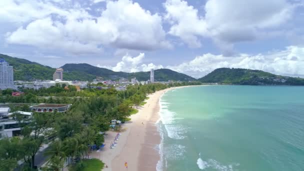 Phuket Thailand Beautiful Patong Beach Aerial View Drone Camera Shot — Video Stock