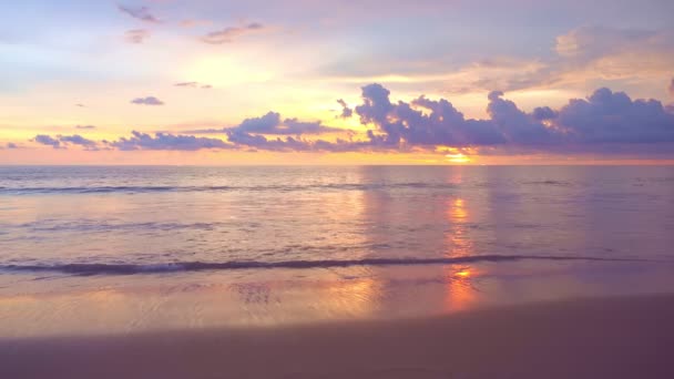 Tropical Sea Sunset Sunrise Sea Video Sun Touches Horizon Red — Stock Video