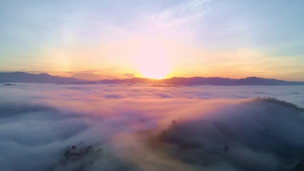 Aerial View Drone Shot Beautiful Sunrise Sky Morning Sunrise Drone — Wideo stockowe