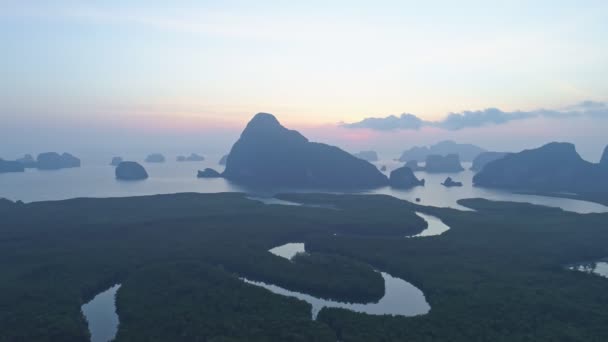 Vista Aérea Drone Shot Beautiful Sunrise Sky Morning Sunrise Sea — Vídeo de Stock