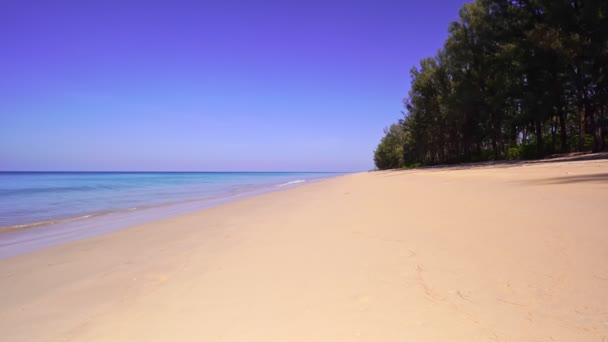 Vackra Tropiska Havet Sandstrand Och Vågor Kraschar Mot Sandstrand Från — Stockvideo