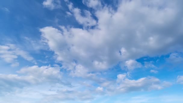 Langit Biru Awan Putih Dengan Puffy Berbulu Putih Awan Awan — Stok Video