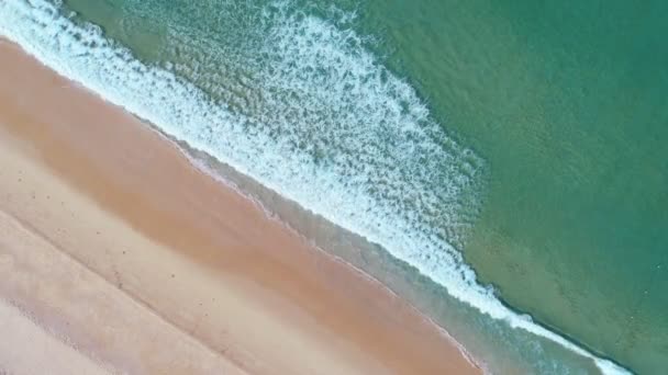 Vista Aerea Grandi Onde Che Schiantano Contro Spiaggia Sabbia Dall — Video Stock
