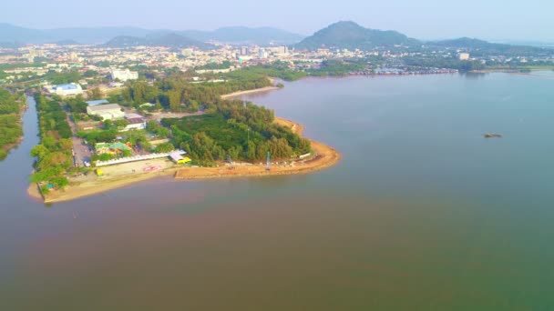 Câmera Aérea Drone Vista Parque Sapanhin Cidade Phuket Tailândia — Vídeo de Stock