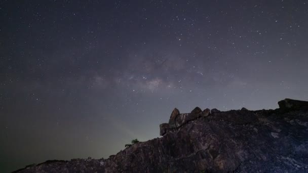 Tempo Lapso Láctea Estrelas Galáxias Noite Dia Timelapse Visto Phuket — Vídeo de Stock