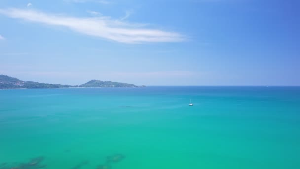 Fondo Marino Verano Superficie Del Mar Hermosas Olas Espuma Salpicaduras — Vídeos de Stock