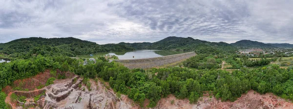 Panorama Landskap Flygfoto Drönare Skott Landskap Bergskedja Tropisk Regnskog Thailand — Stockfoto
