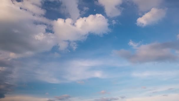 Синее Небо Белые Облака Облака Timelapse Удивительное Летнее Голубое Небо — стоковое видео