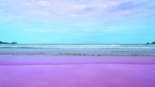 Amazing Summer Sea Background Ocean Waves Break Pink Sand Beach — Video Stock