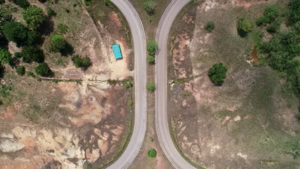 Autostrada Znad Skrzyżowania Drogowego Widok Góry Dół Autostrady Road Turn — Wideo stockowe