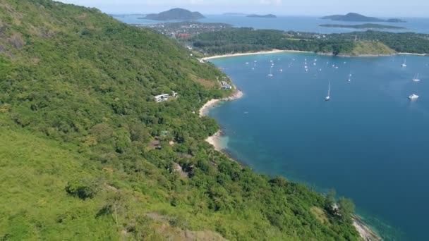 Vista Aérea Orilla Del Mar Isla Phuket Hermosa Superficie Del — Vídeos de Stock