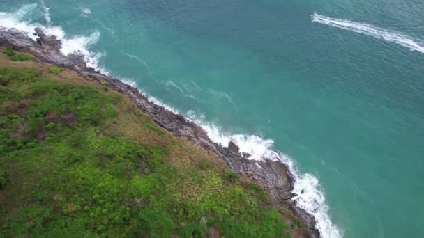 Vista Aerea Della Riva Del Mare Phuket Island Beautiful Superficie — Video Stock