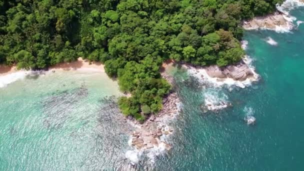 Plano Aéreo Paisaje Marino Tropical Andaman Escénico Frente Hermosa Playa — Vídeos de Stock