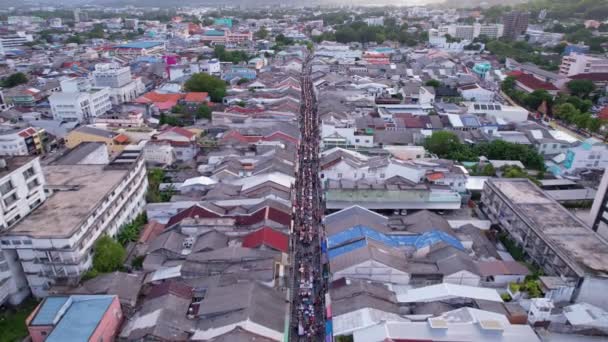 Aerial View Drone Flying Phuket City Thailand Drone Street Night — Stock Video