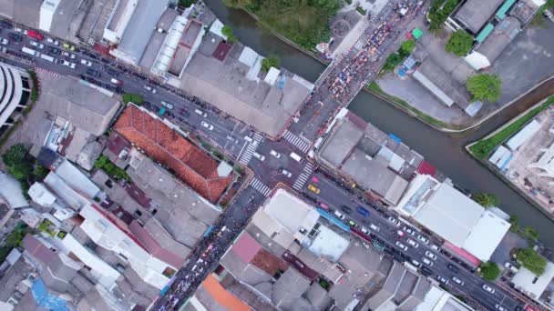 Vue Aérienne Drone Survolant Phuket City Thailand Drone Sur Marché — Video